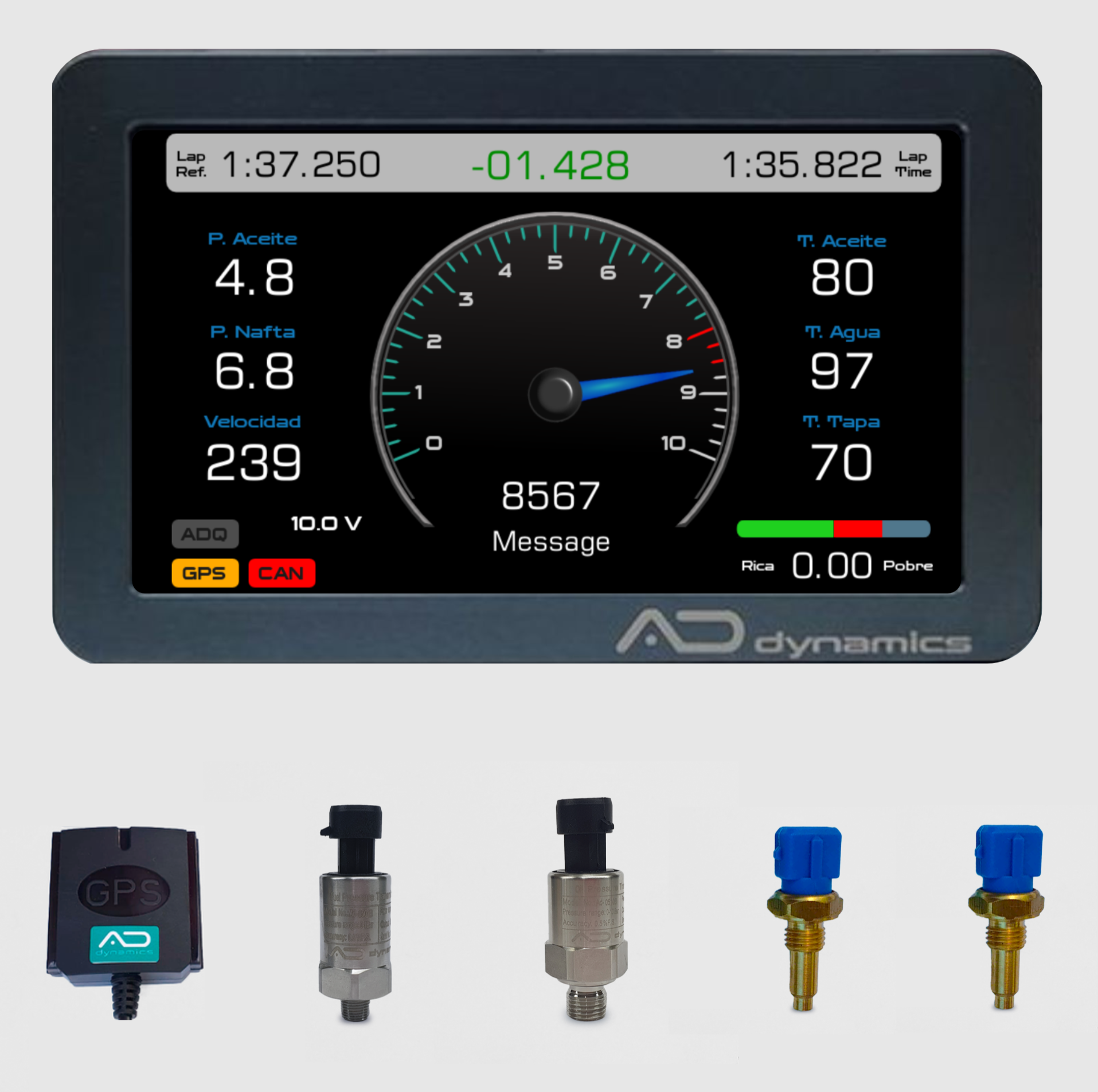 Kit ADZI-SG ADX tablero con sensores y GPS para autos de competición
