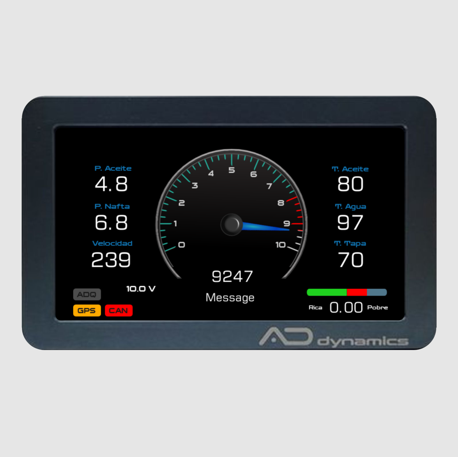 ADX ADZ tablero digital aluminio configurable autos de carrera competición